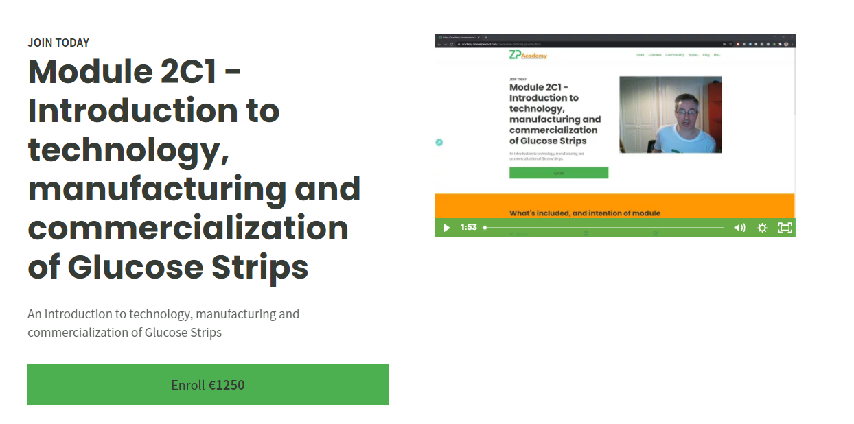 Introduction to glucose strip technology, manufacturing and commercialization