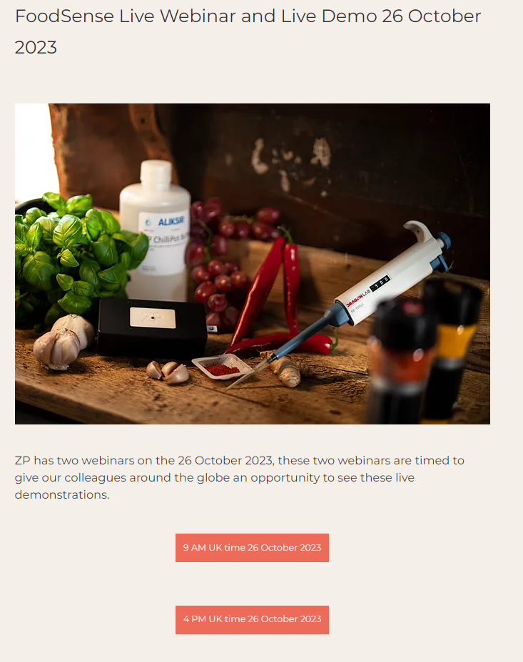 FoodSense Live Webinars and Demos 26 October 2023