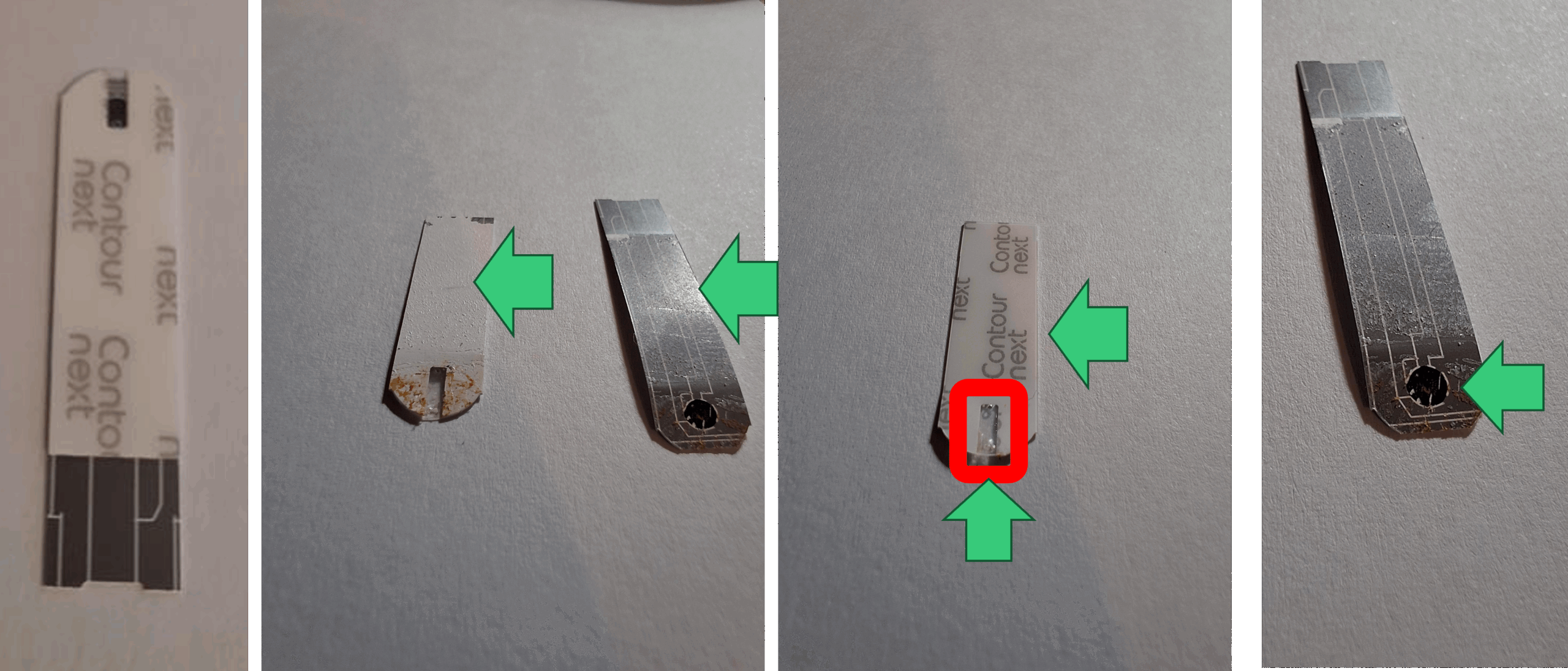 Tear down glucose strip