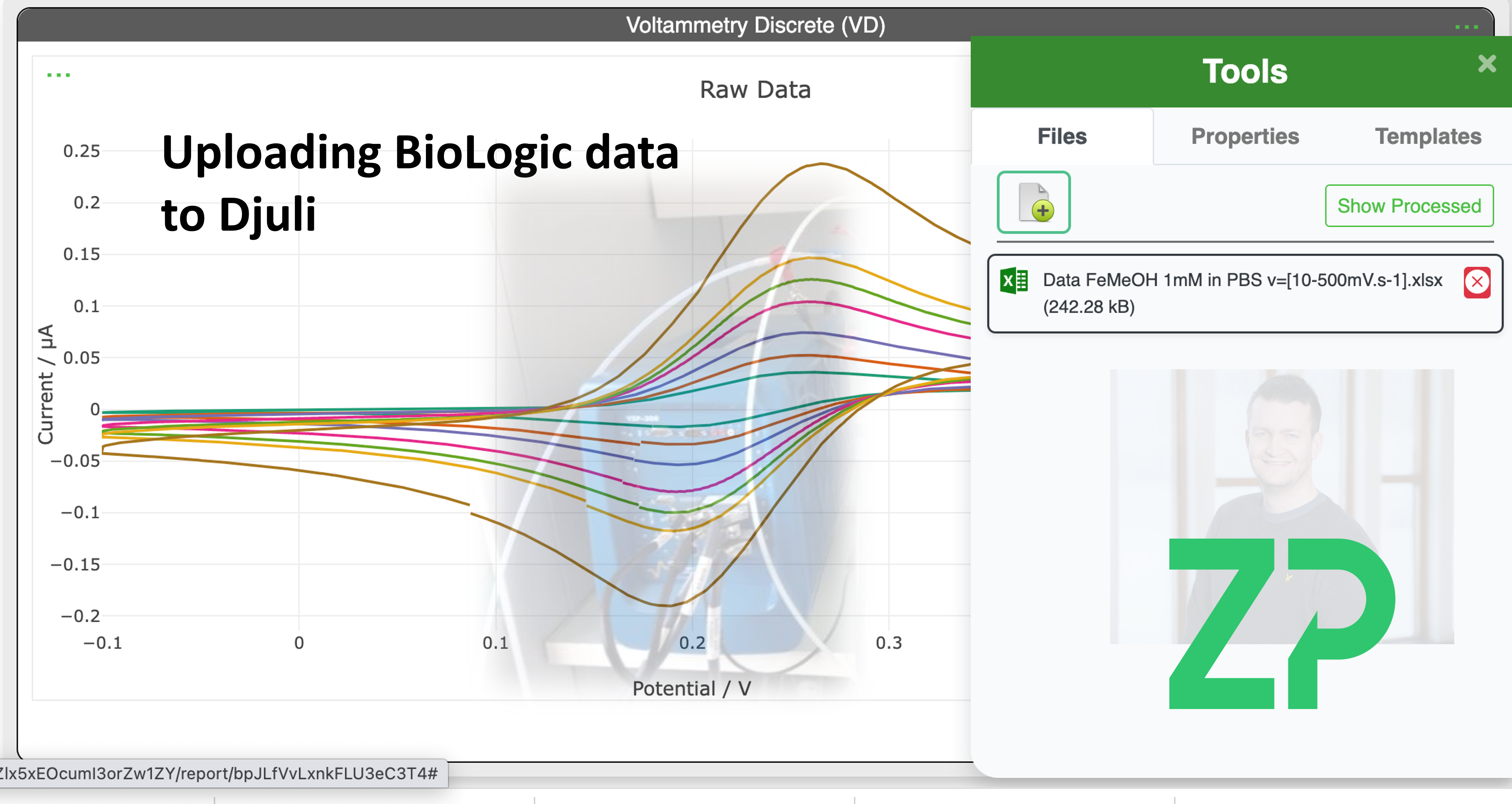 Uploading data from Biologic Potentiostat to Djuli