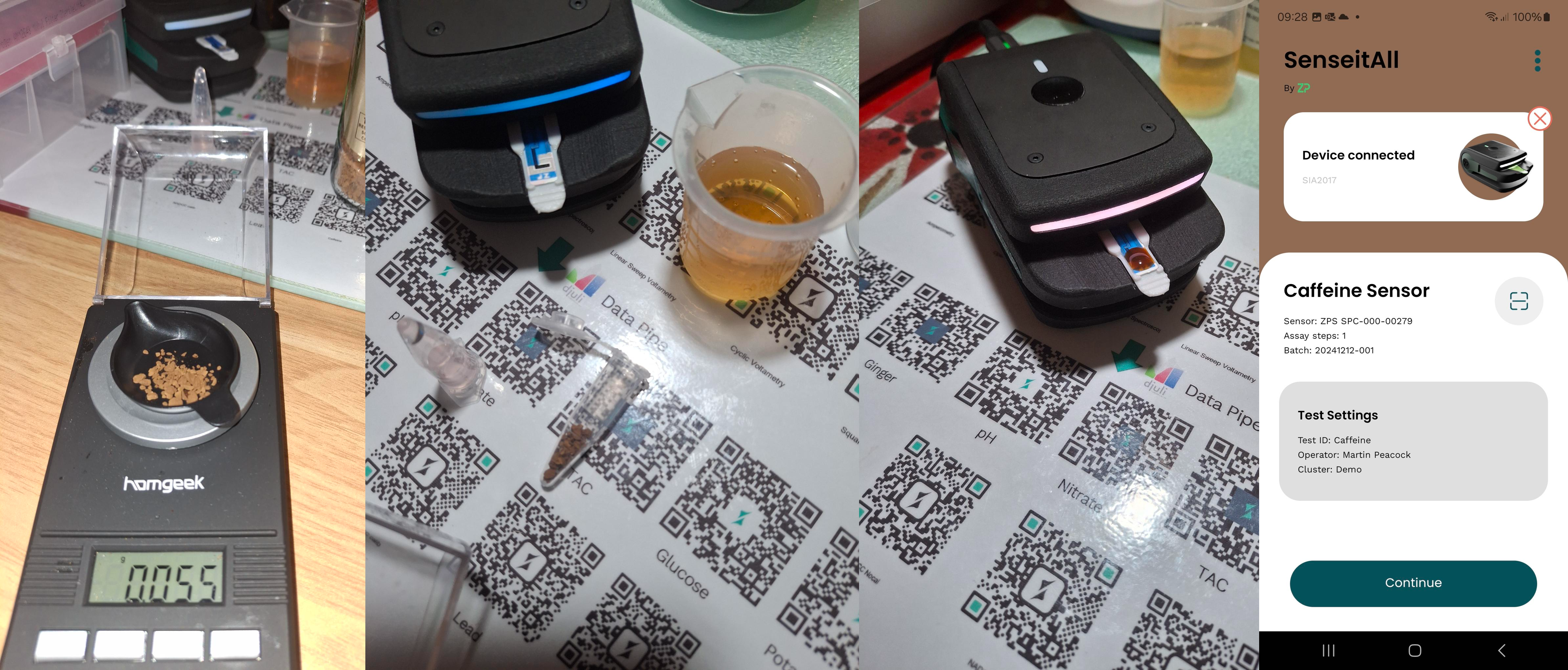 Detecting caffeine in beverages: tea and coffee