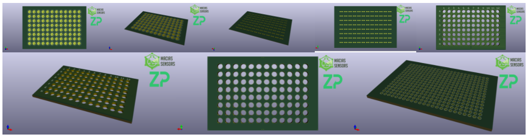 Arrays of 96 and 384 electrodes for microwell applications