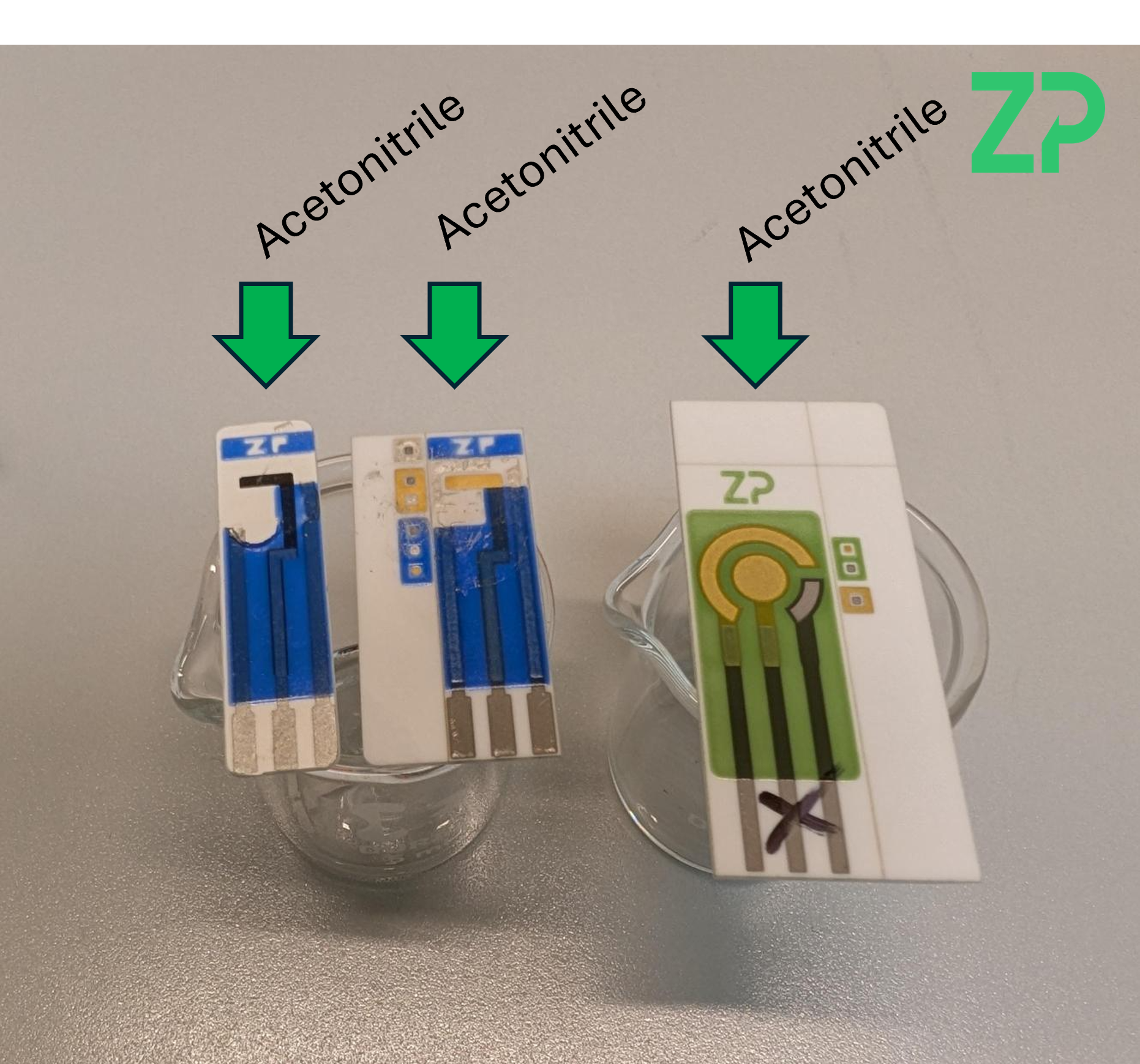 Testing screen printed electrode with acetonitrile
